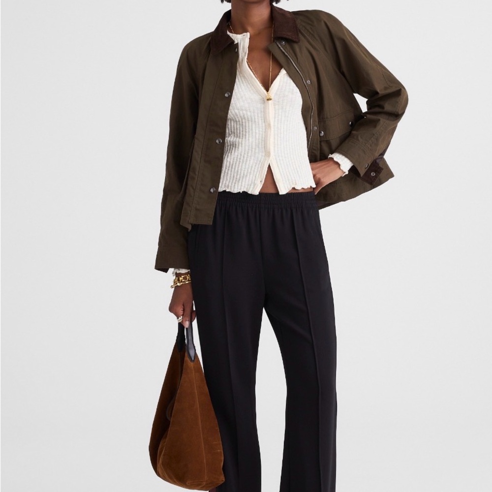 Madewell Pull-On Bootcut Track Pant Jet Black XL NWT